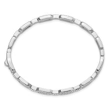 Load image into Gallery viewer, Sterling Silver Rhodium-plated CZ Hinged Paperclip Link Bangle
