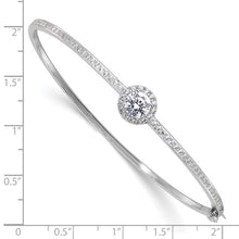 Load image into Gallery viewer, Sterling Silver Rhodium-plated Polished CZ Hinged Bangle Bracelet

