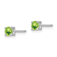 Load image into Gallery viewer, Sterling Silver Rhodium-plated 4mm Round Peridot Post Earrings
