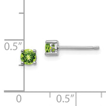 Load image into Gallery viewer, Sterling Silver Rhodium-plated 4mm Round Peridot Post Earrings
