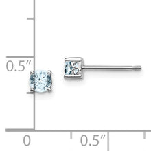 Load image into Gallery viewer, Sterling Silver Rhodium-plated 4mm Round Aquamarine Post Earrings
