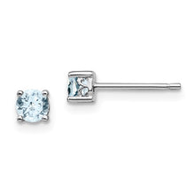 Load image into Gallery viewer, Sterling Silver Rhodium-plated 4mm Round Aquamarine Post Earrings
