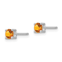 Load image into Gallery viewer, Sterling Silver Rhodium-plated 4mm Round Citrine Post Earrings
