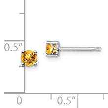 Load image into Gallery viewer, Sterling Silver Rhodium-plated 4mm Round Citrine Post Earrings

