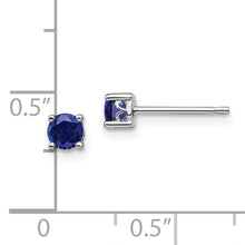 Load image into Gallery viewer, Sterling Silver Rhodium-plated 4mm Round Created Sapphire Post Earrings
