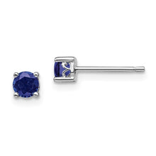 Load image into Gallery viewer, Sterling Silver Rhodium-plated 4mm Round Created Sapphire Post Earrings
