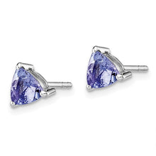 Load image into Gallery viewer, Sterling Silver Rhodium-plated Trillion Tanzanite Post Earrings
