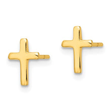 Load image into Gallery viewer, Sterling Silver Gold-tone Polished Latin Cross Post Earrings
