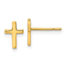 Load image into Gallery viewer, Sterling Silver Gold-tone Polished Latin Cross Post Earrings
