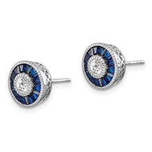 Load image into Gallery viewer, Sterling Silver Rhodium-plated Synthetic Blue OR Green Spinel and CZ Earrings
