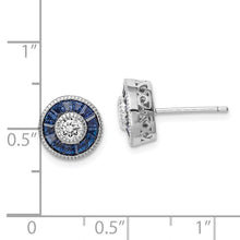 Load image into Gallery viewer, Sterling Silver Rhodium-plated Synthetic Blue OR Green Spinel and CZ Earrings
