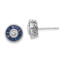 Load image into Gallery viewer, Sterling Silver Rhodium-plated Synthetic Blue OR Green Spinel and CZ Earrings
