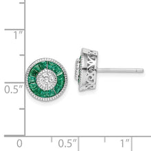 Load image into Gallery viewer, Sterling Silver Rhodium-plated Synthetic Blue OR Green Spinel and CZ Earrings
