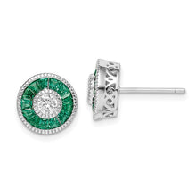 Load image into Gallery viewer, Sterling Silver Rhodium-plated Synthetic Blue OR Green Spinel and CZ Earrings
