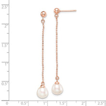 Load image into Gallery viewer, Sterling Silver Rose-tone 18k Flash-plated 7-8mm Drop FWC Pearl Earrings
