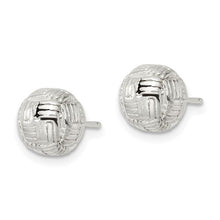 Load image into Gallery viewer, Sterling Silver Polished Basket Weave Ball Post Earrings
