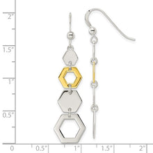 Load image into Gallery viewer, Sterling Silver and Gold-tone Polished Hexagon Dangle Earrings
