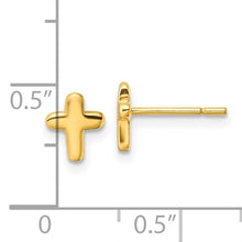 Load image into Gallery viewer, Sterling Silver Gold-tone Polished Cross Post Earrings
