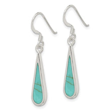 Load image into Gallery viewer, Sterling Silver Polished Turquoise Teardrop Dangle Earrings
