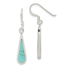 Load image into Gallery viewer, Sterling Silver Polished Turquoise Teardrop Dangle Earrings
