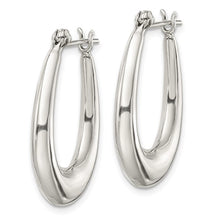 Load image into Gallery viewer, Sterling Silver Polished and Tapered Oval Hoop Earrings
