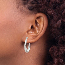 Load image into Gallery viewer, Sterling Silver Polished and Tapered Oval Hoop Earrings
