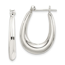 Load image into Gallery viewer, Sterling Silver Polished and Tapered Oval Hoop Earrings
