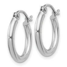 Load image into Gallery viewer, Sterling Silver Rhodium-plated 2mm Round 15mm Hoop Earrings
