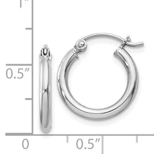 Load image into Gallery viewer, Sterling Silver Rhodium-plated 2mm Round 15mm Hoop Earrings
