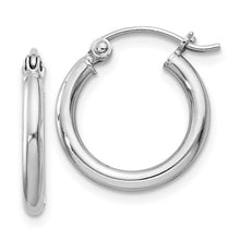 Load image into Gallery viewer, Sterling Silver Rhodium-plated 2mm Round 15mm Hoop Earrings
