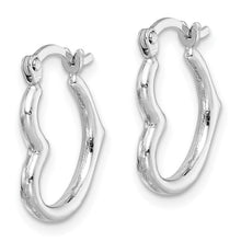 Load image into Gallery viewer, Sterling Silver Rhodium Plated Hollow Heart Hoop Earrings
