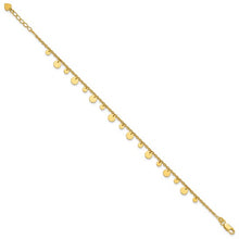 Load image into Gallery viewer, Sterling Silver Gold-tone Dangling Circle 9in Plus 1 in ext Anklet
