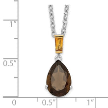 Load image into Gallery viewer, Sterling Silver with 14K Accent Rhodium-plated Smoky Quartz and Citrine Necklace
