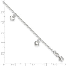 Load image into Gallery viewer, Sterling Silver Polished Puffed Heart 9in Plus1in Ext Anklet
