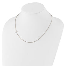 Load image into Gallery viewer, Sterling Silver Rhodium-plated Small Off-Set Sideways Curved Cross 17&#39; Necklace
