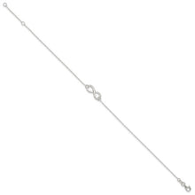 Load image into Gallery viewer, Sterling Silver Polished 9in Plus 1in. Ext. Infinity Symbol Anklet
