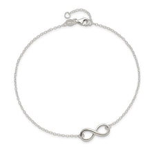 Load image into Gallery viewer, Sterling Silver Polished 9in Plus 1in. Ext. Infinity Symbol Anklet
