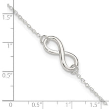 Load image into Gallery viewer, Sterling Silver Polished 9in Plus 1in. Ext. Infinity Symbol Anklet
