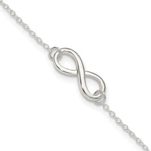 Load image into Gallery viewer, Sterling Silver Polished 9in Plus 1in. Ext. Infinity Symbol Anklet
