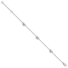 Load image into Gallery viewer, Sterling Silver Rhodium-plated Polished CZ Butterflies 6&quot; Bracelet with 1&quot; extension
