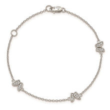 Load image into Gallery viewer, Sterling Silver Rhodium-plated Polished CZ Butterflies 6&quot; Bracelet with 1&quot; extension
