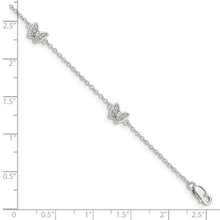 Load image into Gallery viewer, Sterling Silver Rhodium-plated Polished CZ Butterflies 6&quot; Bracelet with 1&quot; extension
