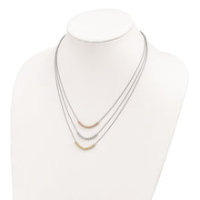 Load image into Gallery viewer, Sterling Silver Rhodium-plated Diamond-cut Gold/Rose-tone 3 Strand 18&quot; Necklace
