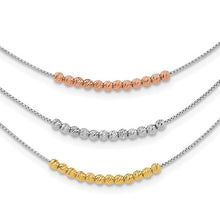 Load image into Gallery viewer, Sterling Silver Rhodium-plated Diamond-cut Gold/Rose-tone 3 Strand 18&quot; Necklace
