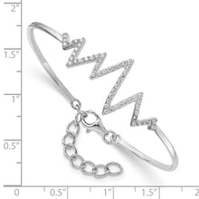 Load image into Gallery viewer, Sterling Silver Rhodium-plated CZ Heartbeat Bangle
