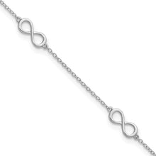 Load image into Gallery viewer, Sterling Silver Rhodium-plated Infinity 10in Plus 2in ext Anklet
