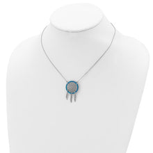 Load image into Gallery viewer, Sterling Silver Rhodium-plated Created Opal Dreamcatcher with 2&quot; ext Necklace
