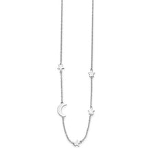 Load image into Gallery viewer, Sterling Silver Rhodium-Plated Stars and Moon with 2in Ext. Necklace
