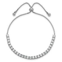 Load image into Gallery viewer, Sterling Silver Rhodium-plated CZ Adjustable Bracelet and Post Earring Set
