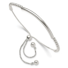 Load image into Gallery viewer, Sterling Silver Polished Bar Beaded Adjustable Bracelet
